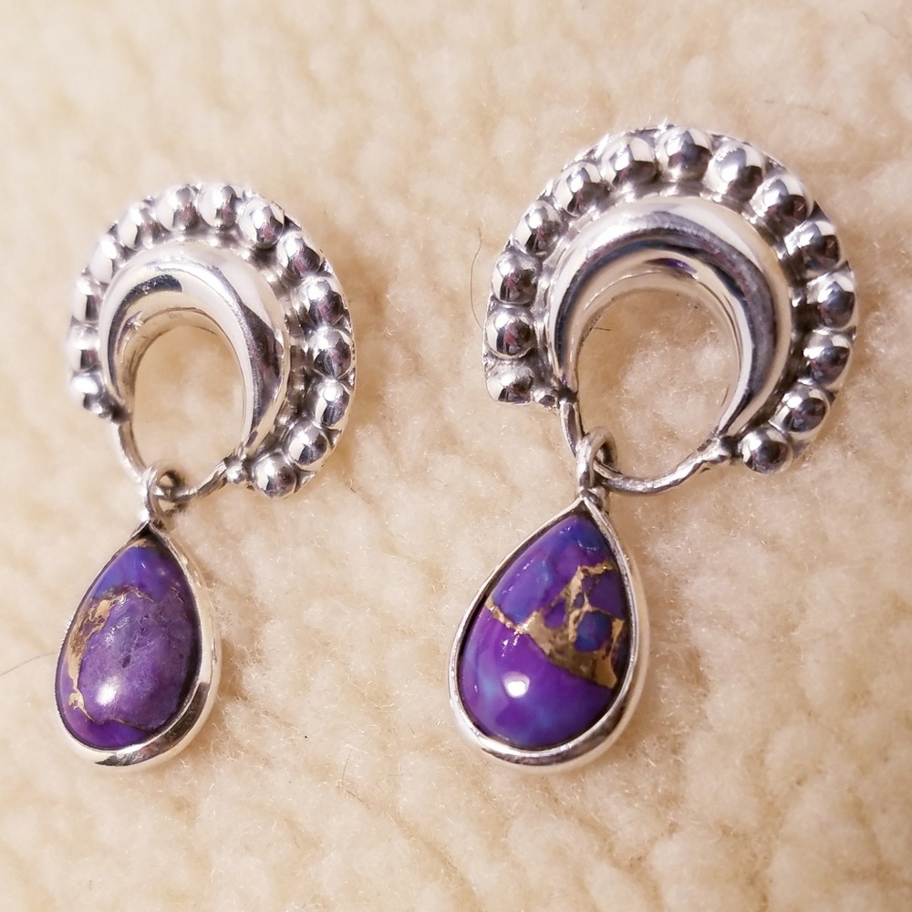 {925}purple turquoise earrings